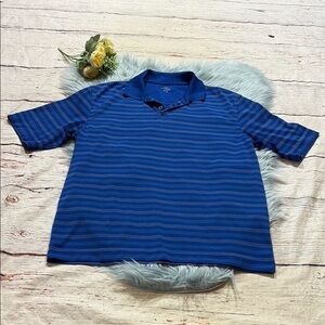 Dockers Golf White Blue Stripe Blue Short Sleeve Polo Shirt sz M